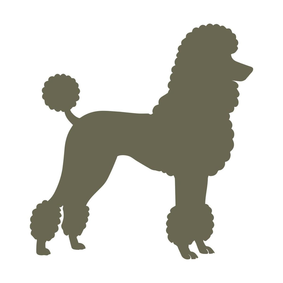 Elegant poodle silhouette with a classic grooming style, featuring a fluffy tail and curly fur details.