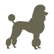 Elegant poodle silhouette with a classic grooming style, featuring a fluffy tail and curly fur details.