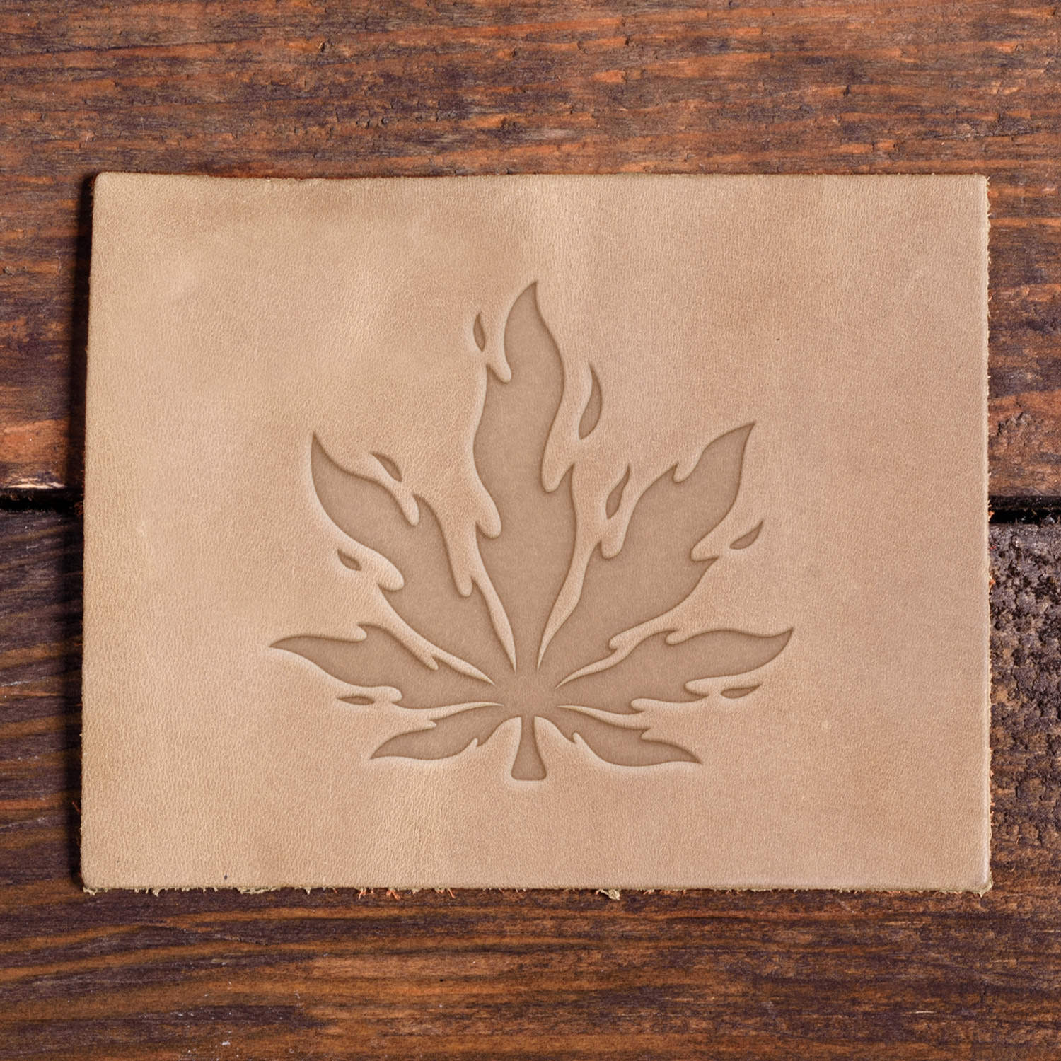 Flaming Pot Leaf Delrin Leather Stamp