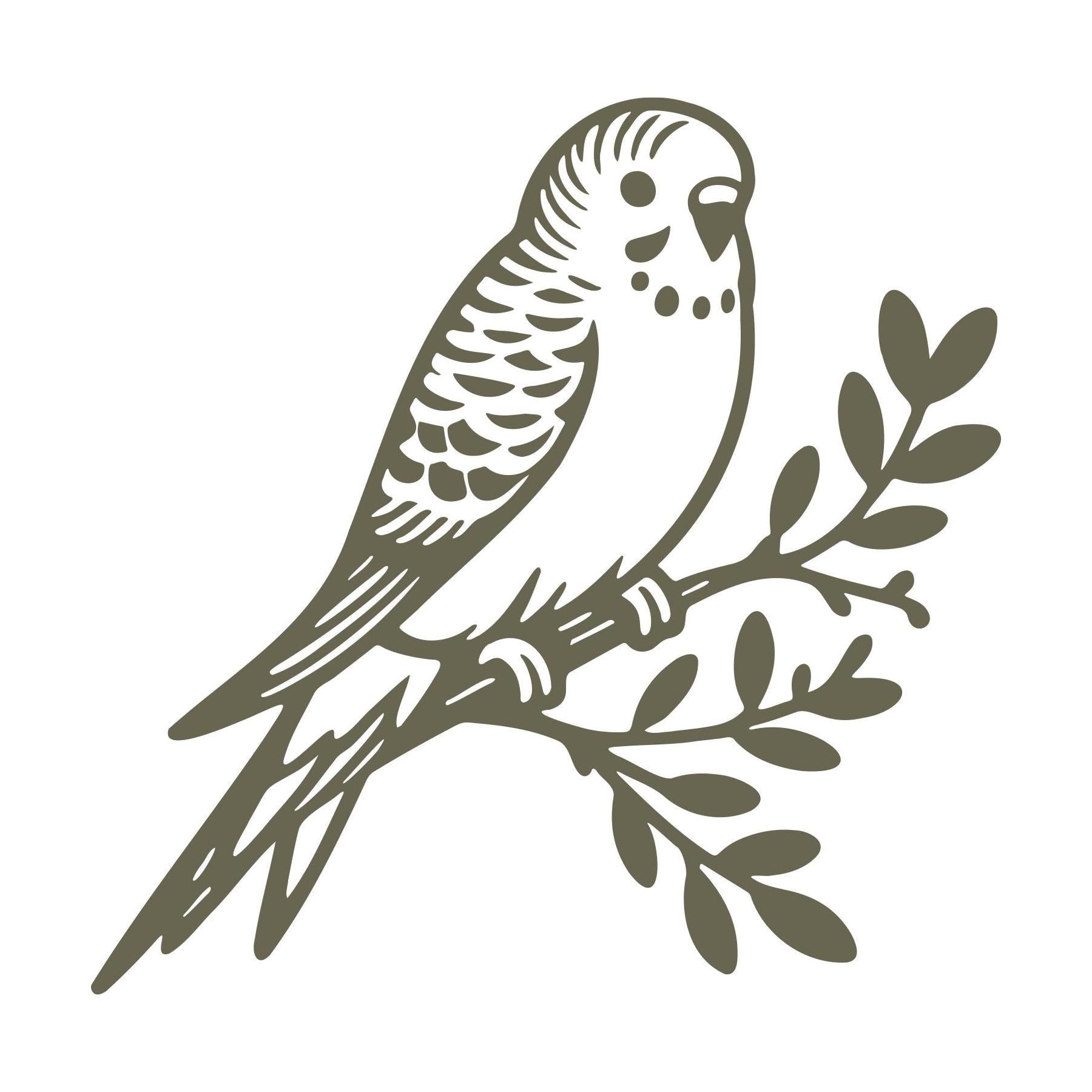 Parakeet on Branch Delrin Leather Stamp