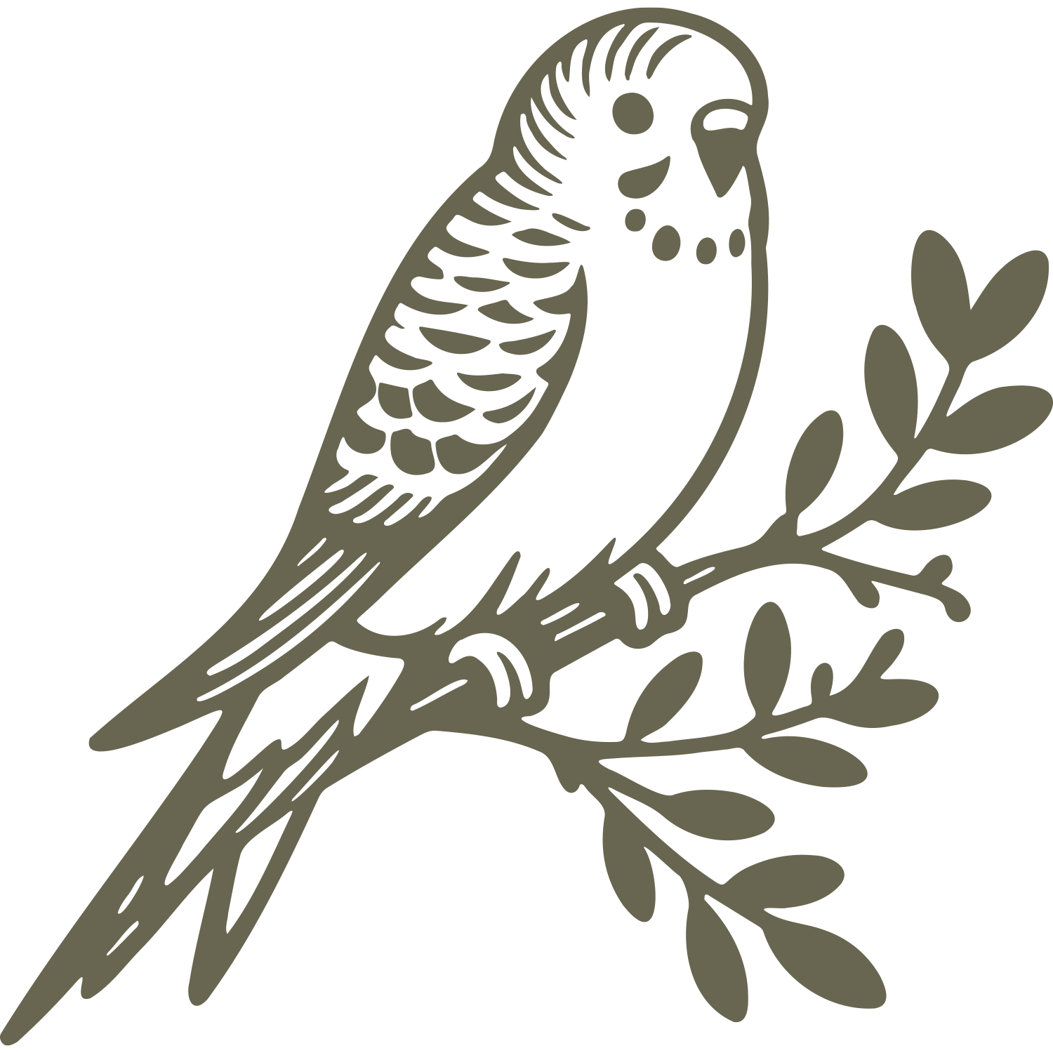 Parakeet on Branch Delrin Leather Stamp