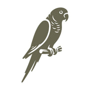 Clean parrot design perched on a branch with bold lines and tropical flair—perfect for bird-themed leather projects or beachy accessories.