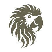 Bold parrot head outline with stylized feathers and sharp beak—perfect for Delrin leather stamps used in tropical, exotic, or statement leathercraft.