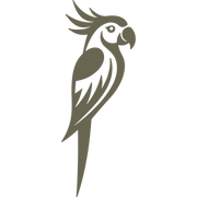 Delrin leather stamp design featuring a stylized parrot perched with flowing feathers.