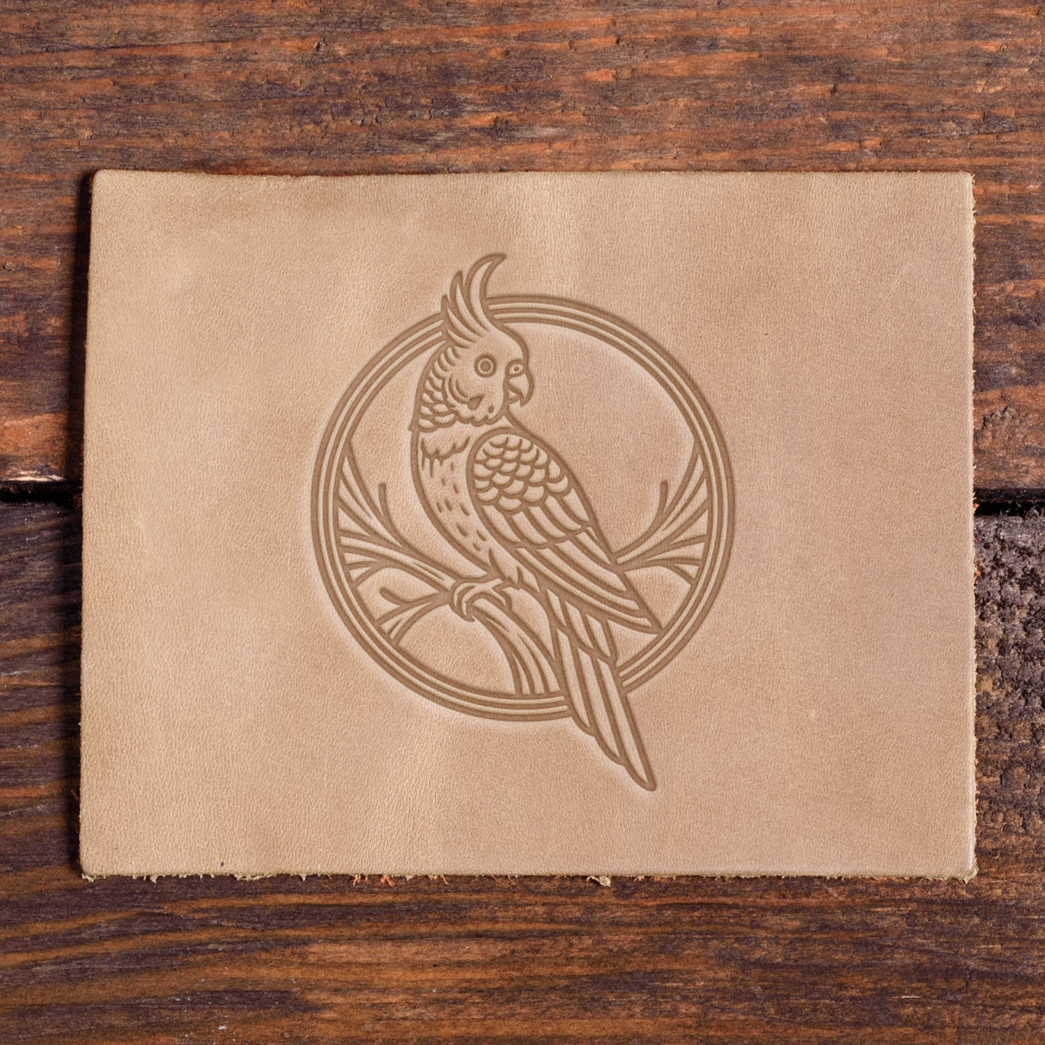 Cockatoo on Branch Delrin Leather Stamp