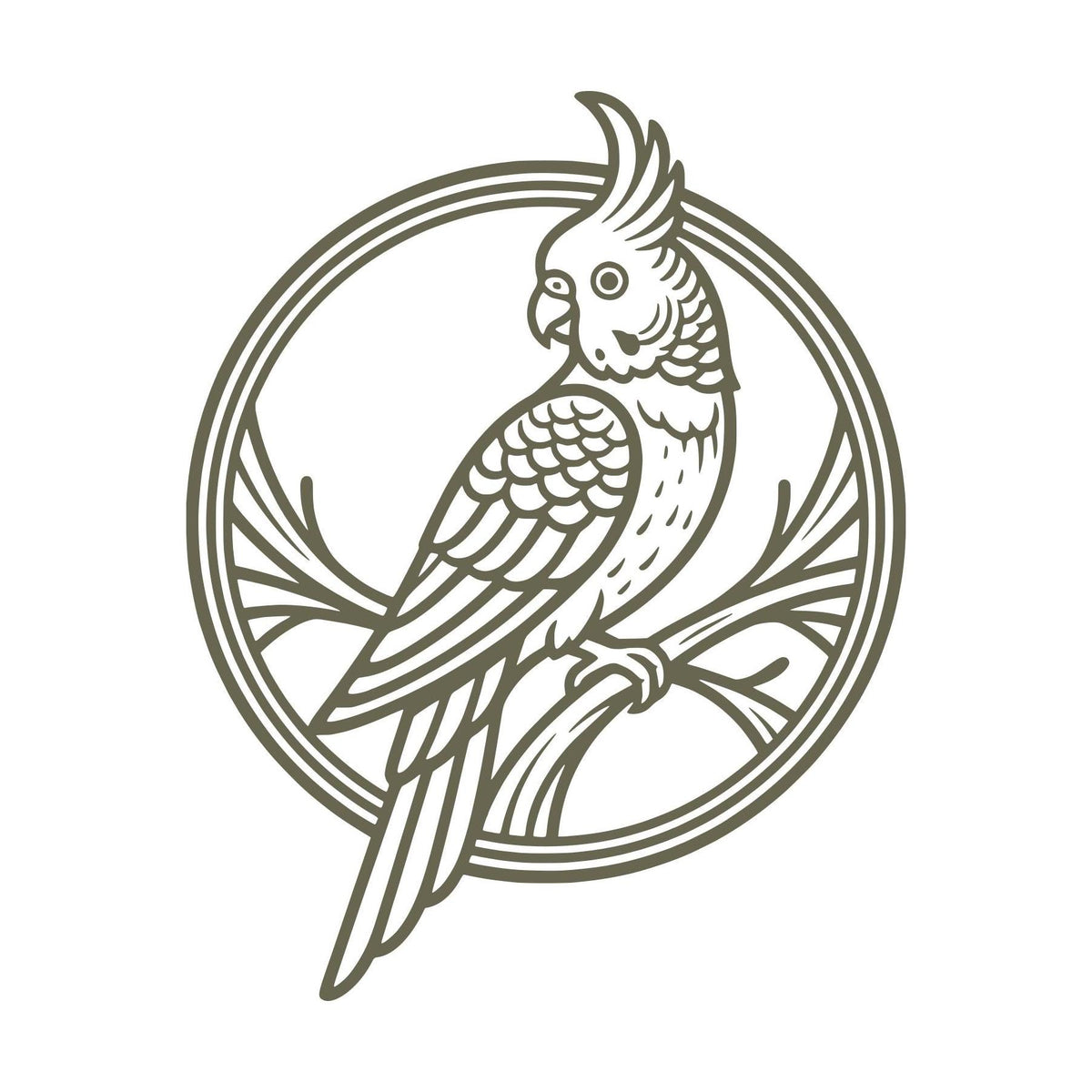 Cockatoo on Branch Delrin Leather Stamp