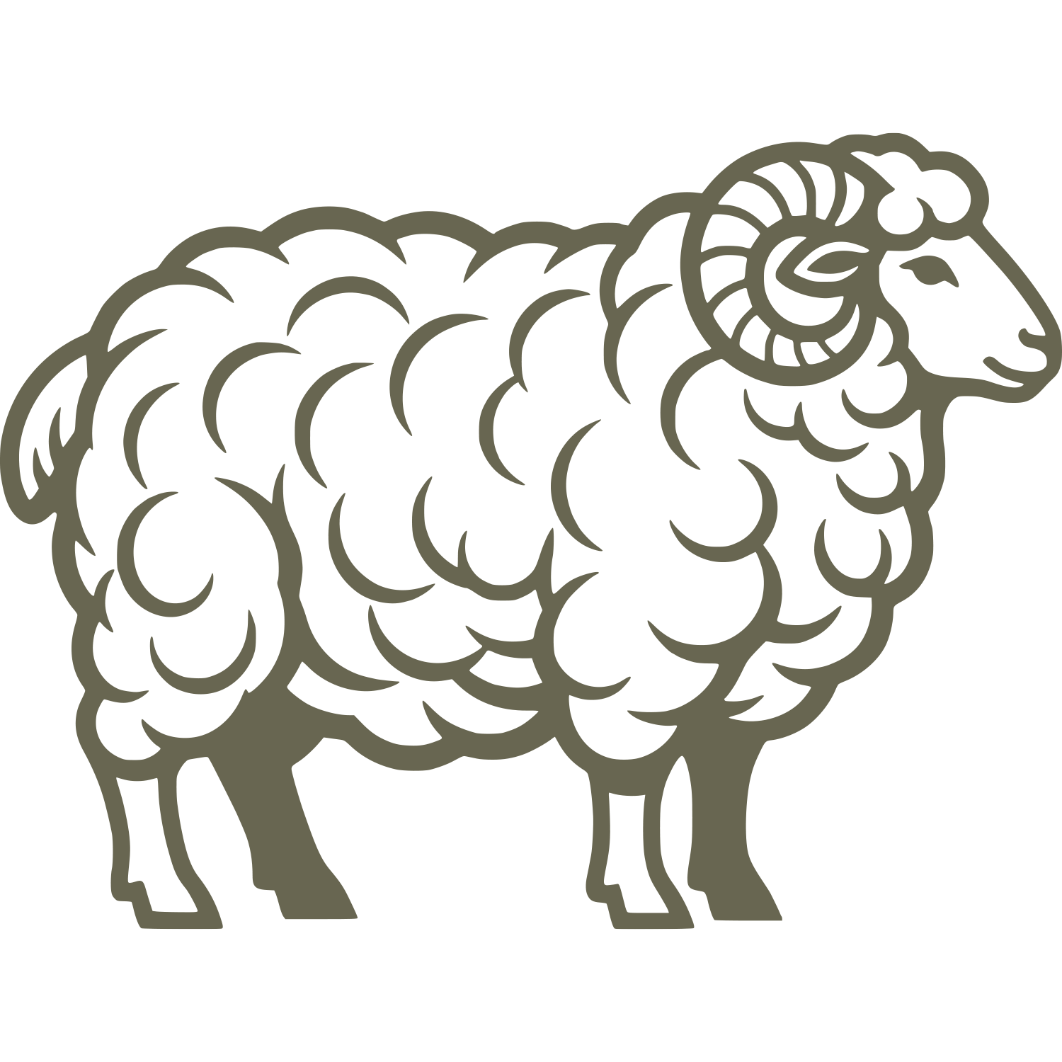 Fluffy Ram Delrin Leather Stamp