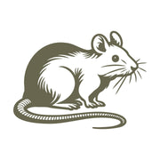 Delrin leather stamp design of a mouse with whiskers and a curled tail.
