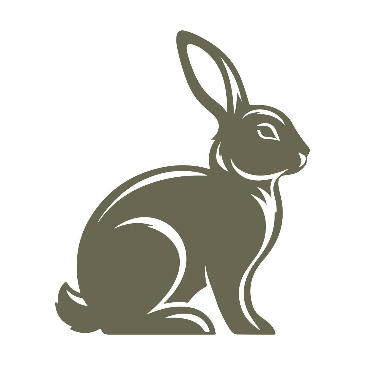 Sitting rabbit with tall ears and a curved silhouette, perfect for nature-themed stamping projects.
