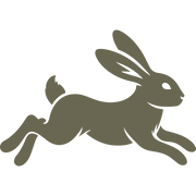 Silhouette of a leaping rabbit in motion, designed for nature-inspired stamping projects.