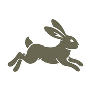 Silhouette of a leaping rabbit in motion, designed for nature-inspired stamping projects.