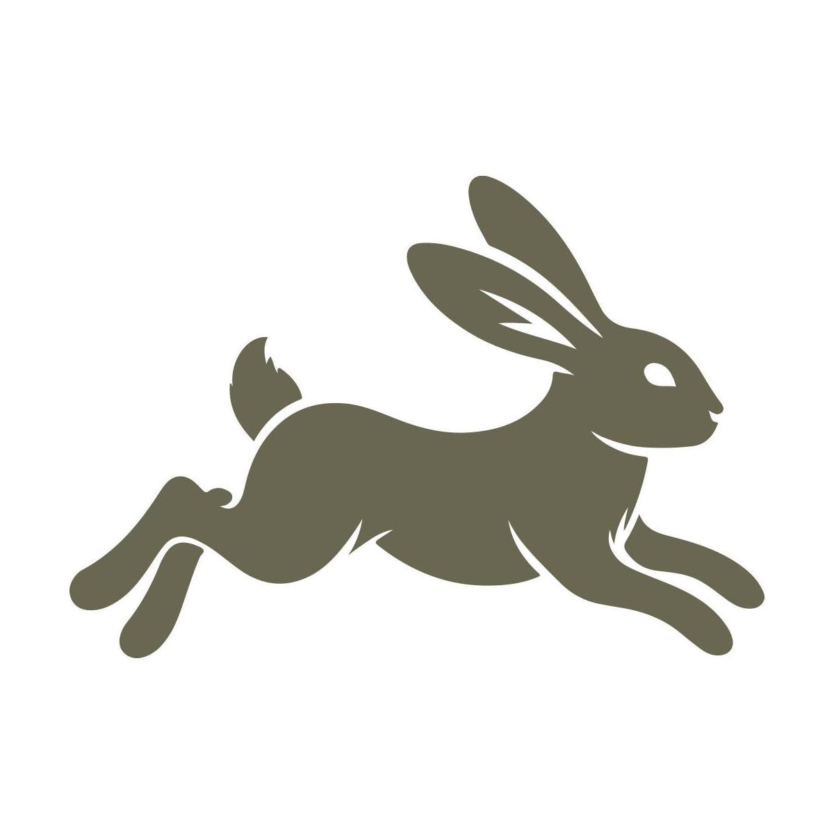 Silhouette of a leaping rabbit in motion, designed for nature-inspired stamping projects.