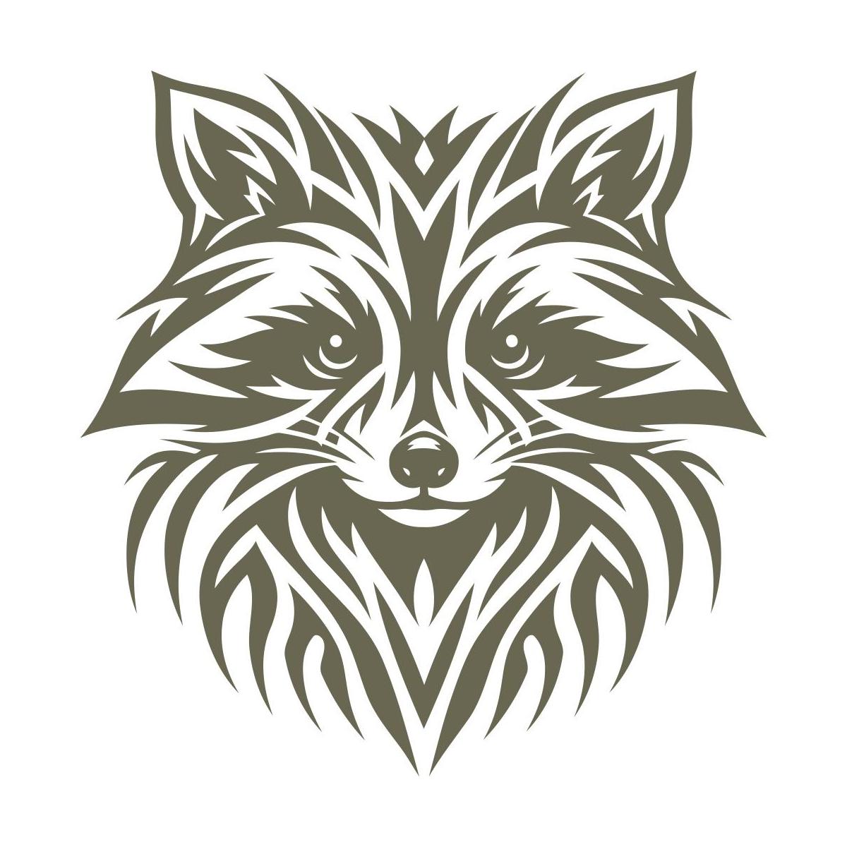 Delrin leather stamp with a stylized raccoon face design, perfect for wildlife and nature-themed leatherworking projects.