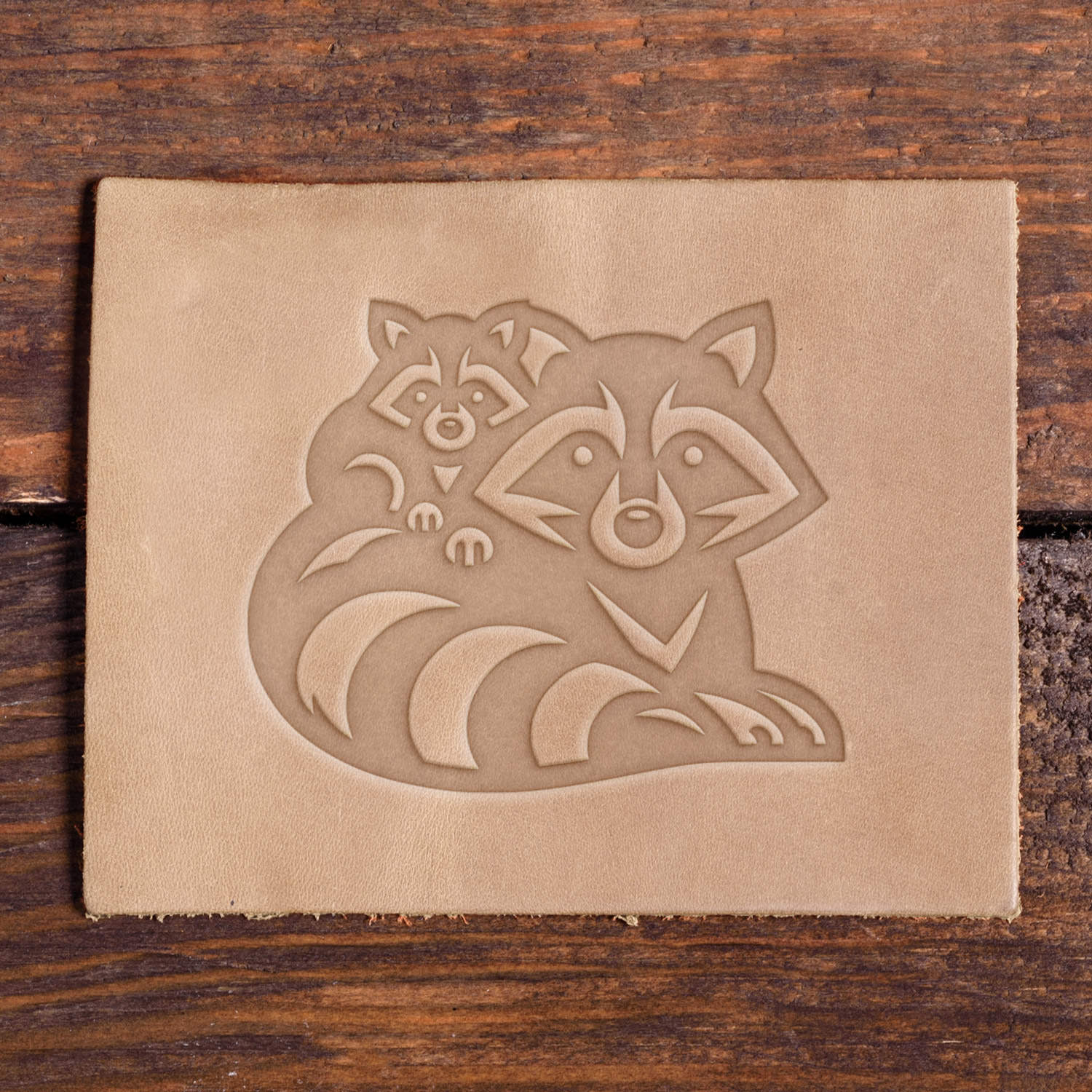 Raccoon Mother and Baby Delrin Leather Stamp