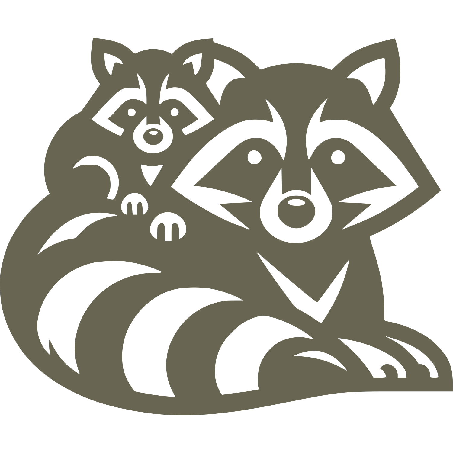 Raccoon Mother and Baby Delrin Leather Stamp
