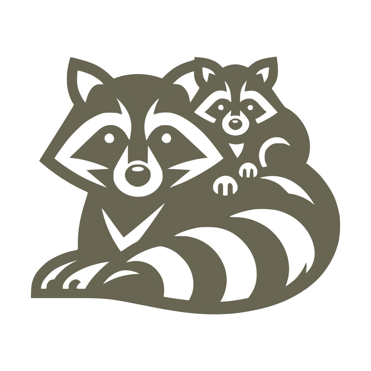 Raccoon Mother and Baby Delrin Leather Stamp
