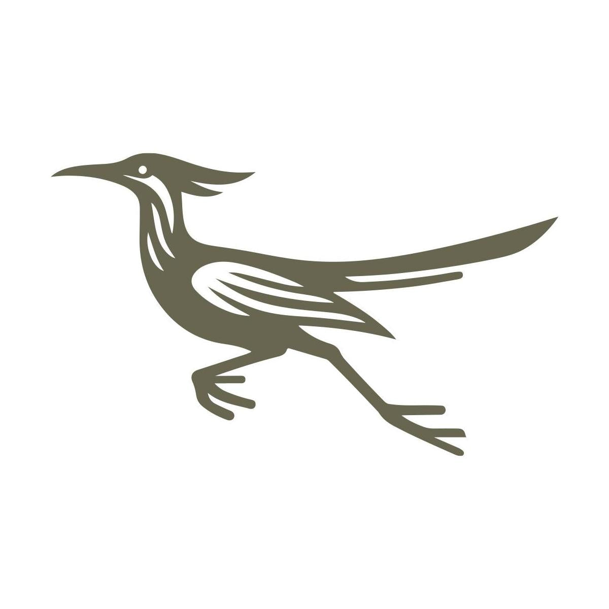 Stylized roadrunner silhouette in motion, with sweeping tail and crest—ideal for Delrin leather stamps used in Southwestern or desert-themed leathercraft.