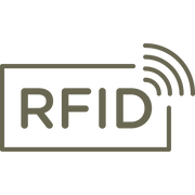 Delrin leather stamp with an RFID symbol design, perfect for marking RFID-blocking wallets and security-themed leatherworking projects.