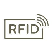 Delrin leather stamp with an RFID symbol design, perfect for marking RFID-blocking wallets and security-themed leatherworking projects.