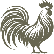 Detailed rooster silhouette with flowing tail feathers and proud stance—ideal for farm-themed leatherwork, kitchen decor, or rustic gifts.