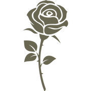 Elegant rose design featuring a long-stemmed bloom with delicate petals and leaves, creating a timeless floral motif.