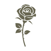 Elegant rose design featuring a long-stemmed bloom with delicate petals and leaves, creating a timeless floral motif.