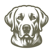 Labrador dog head design featuring subtle shading, expressive eyes, and a gentle, friendly expression.