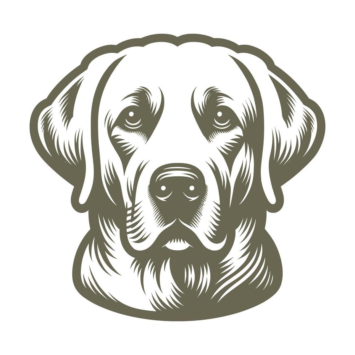 Labrador dog head design featuring subtle shading, expressive eyes, and a gentle, friendly expression.
