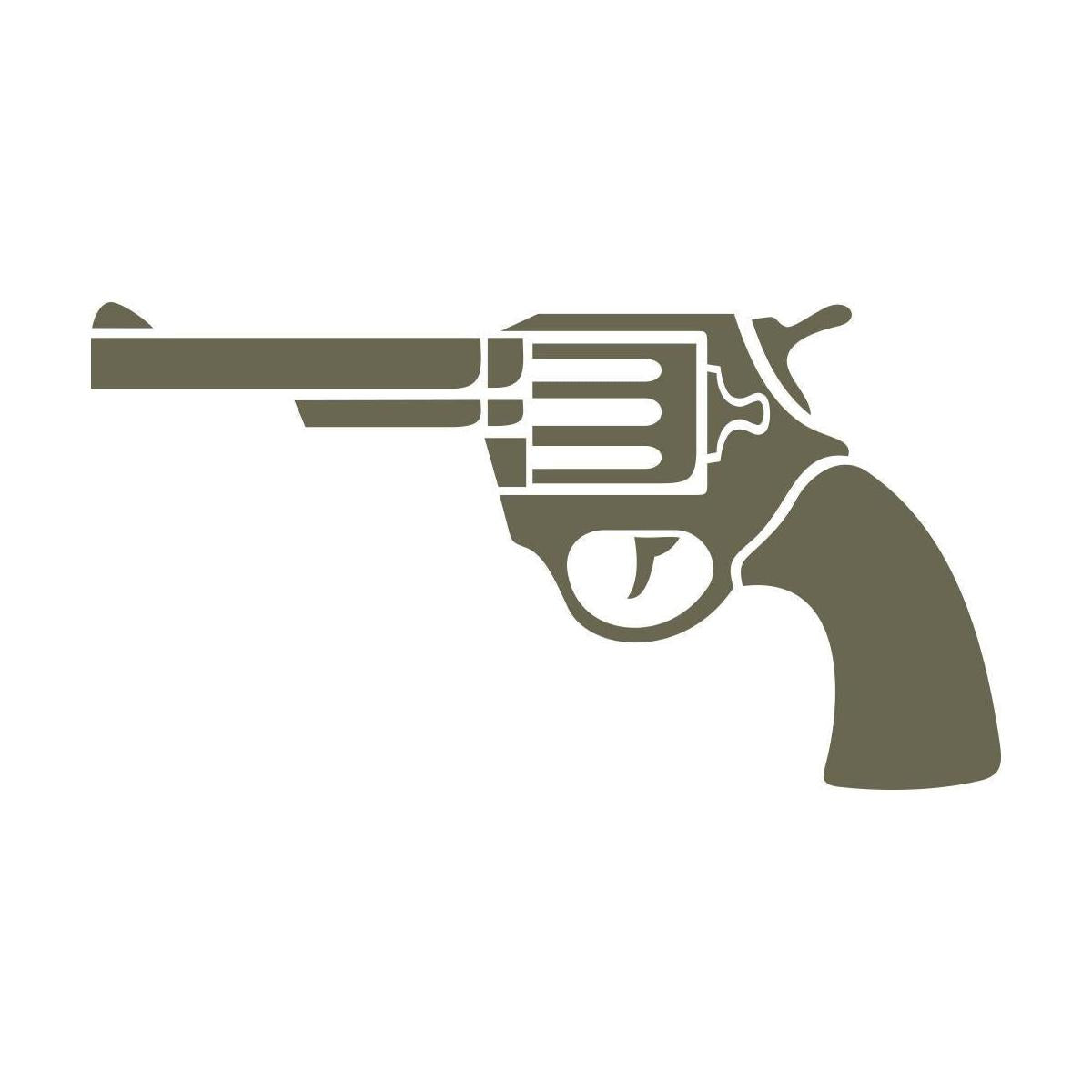 Delrin leather stamp design of a classic revolver handgun shown in a bold silhouette style.
