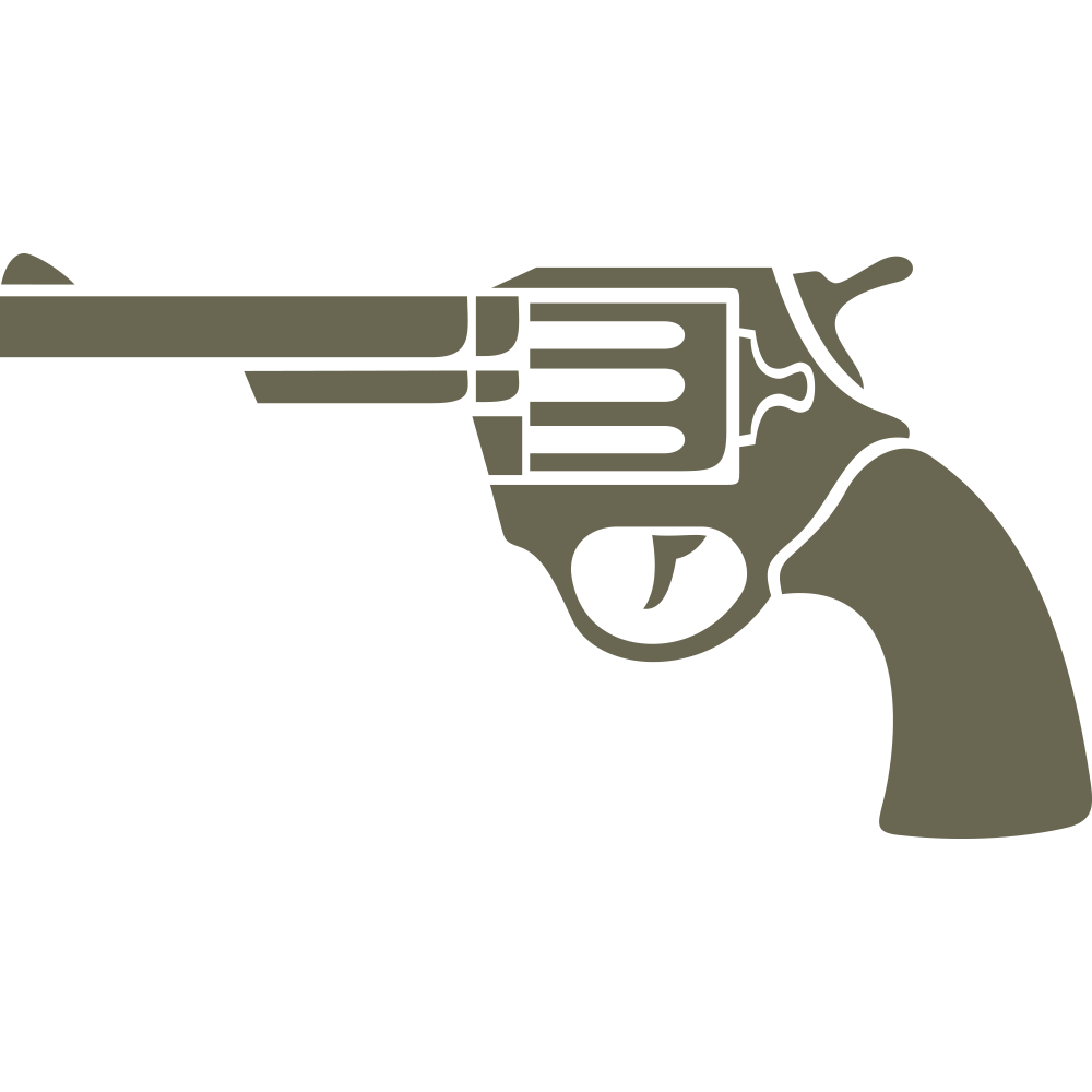 Delrin leather stamp design of a classic revolver handgun shown in a bold silhouette style.