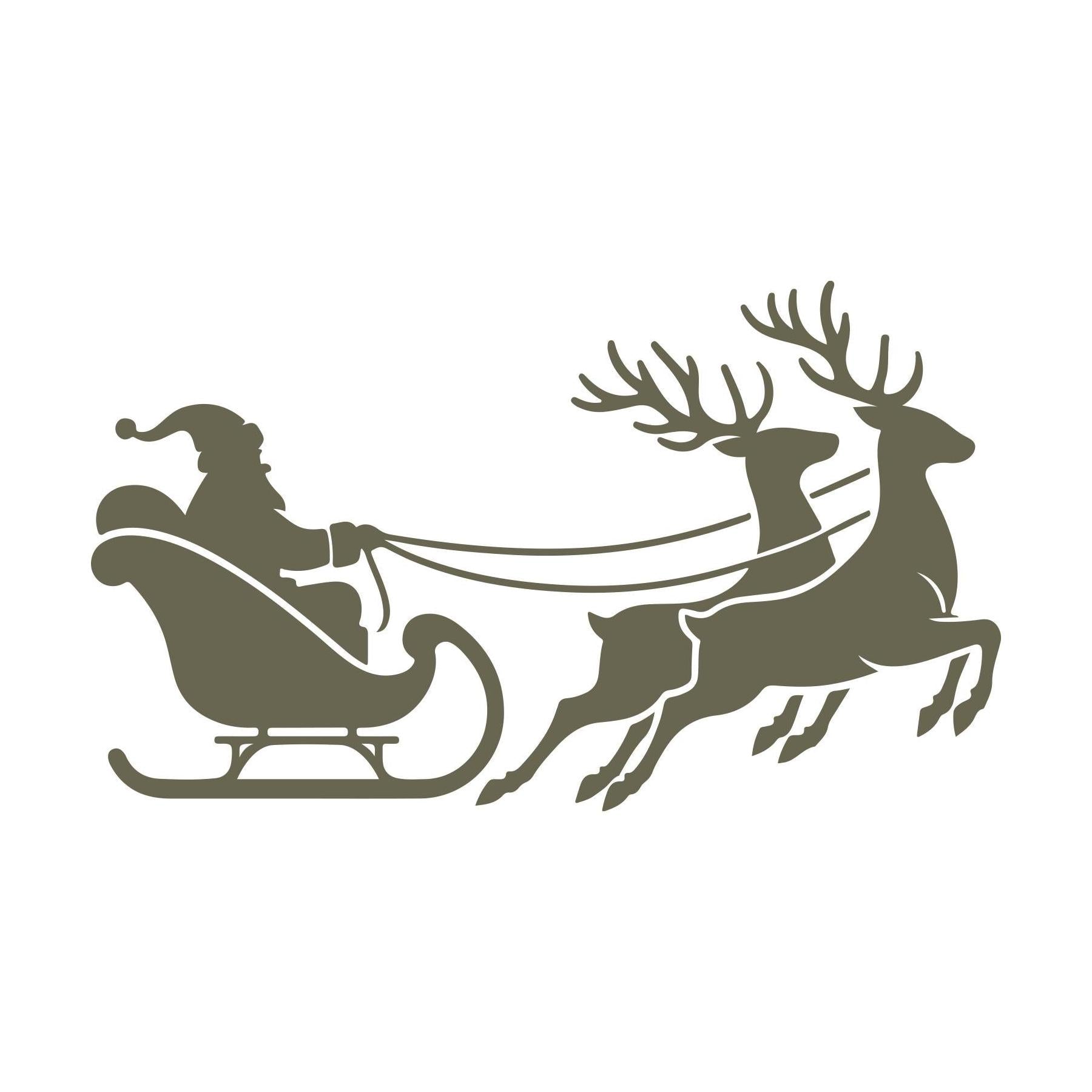 Santa Claus in Sleigh with Reindeer Delrin Leather Stamp