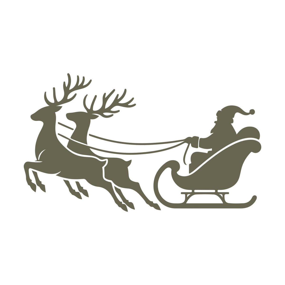Santa Claus in Sleigh with Reindeer Delrin Leather Stamp