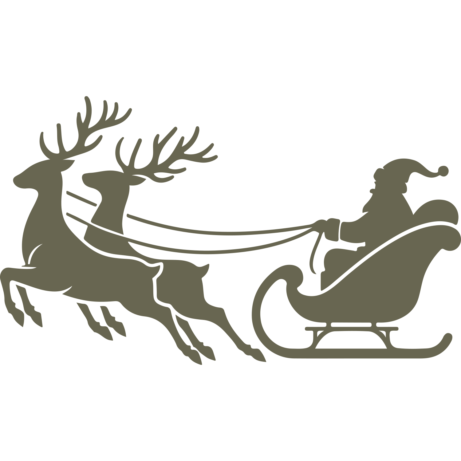 Santa Claus in Sleigh with Reindeer Delrin Leather Stamp