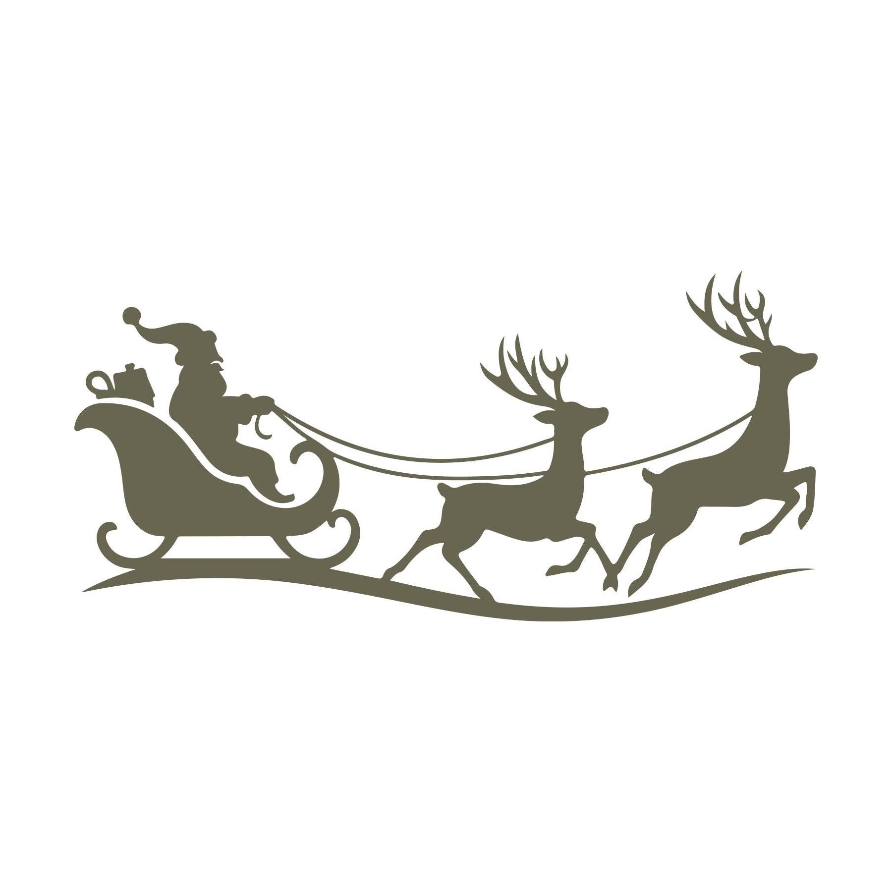 Santa Claus in Sleigh with Reindeer Delrin Leather Stamp