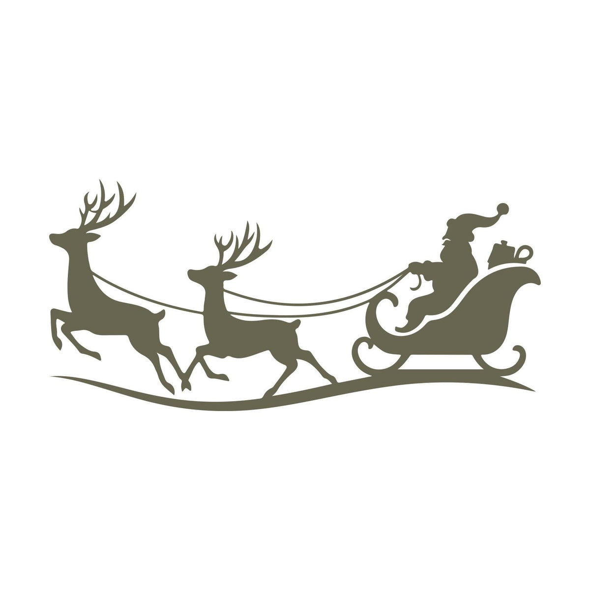 Santa Claus in Sleigh with Reindeer Delrin Leather Stamp