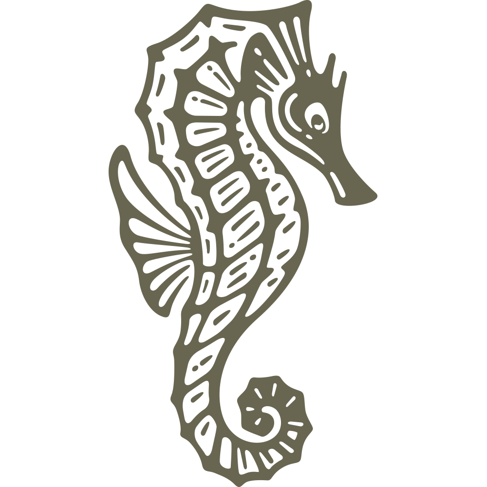 A Seahorse Delrin Leather Stamp featuring a dark gray-green checkmark against a white background, tilted slightly to the right with a thick stroke and sharp edges. The lower part of the checkmark ends in a shorter vertical line.