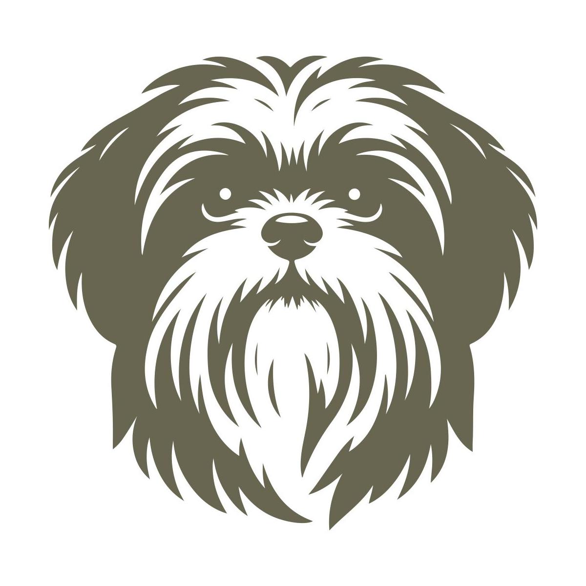 Shaggy Shih Tzu face with expressive eyes and detailed fur—great for pet tags, custom leather gifts, or dog-themed leather accessories.
