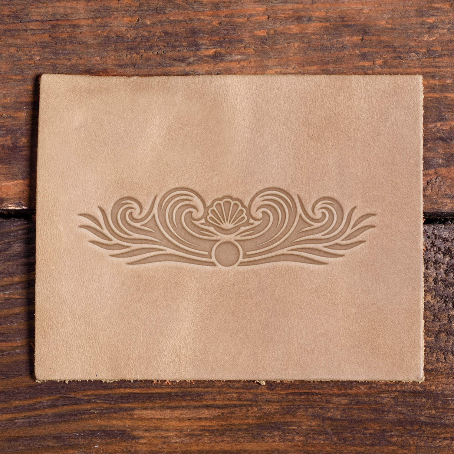 Decorative Shell Border Delrin Leather Stamp