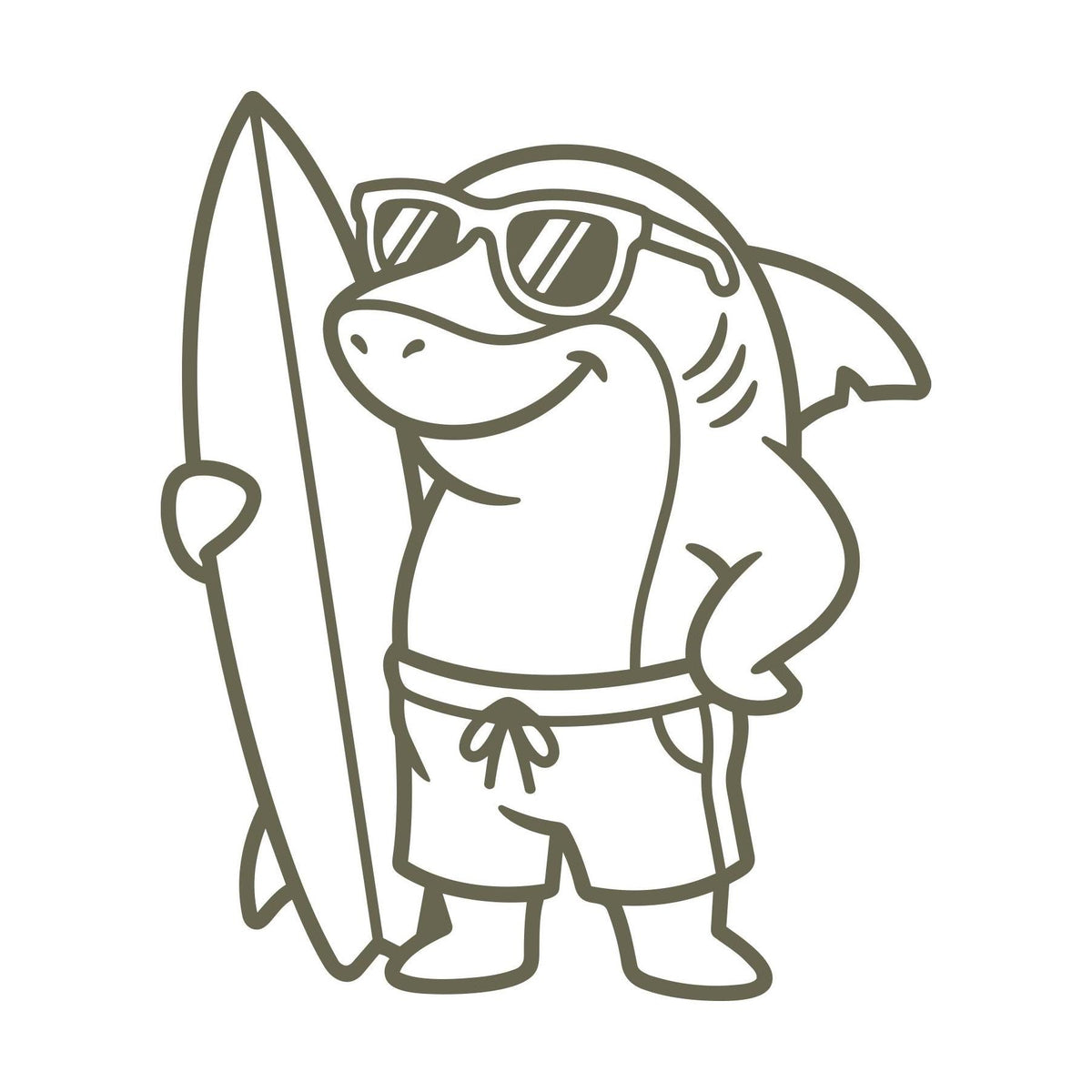 Shark with Surfboard and Sunglasses Delrin Leather Stamp