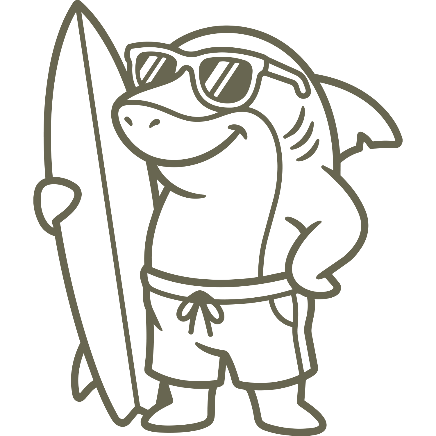 Shark with Surfboard and Sunglasses Delrin Leather Stamp