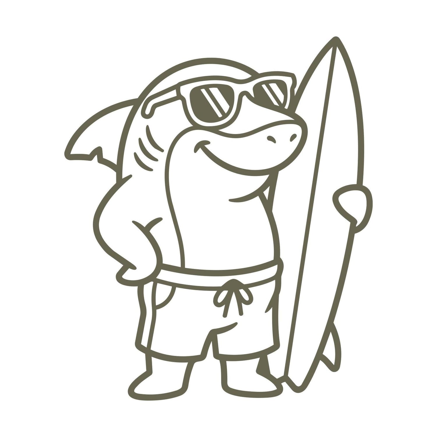 Shark with Surfboard and Sunglasses Delrin Leather Stamp