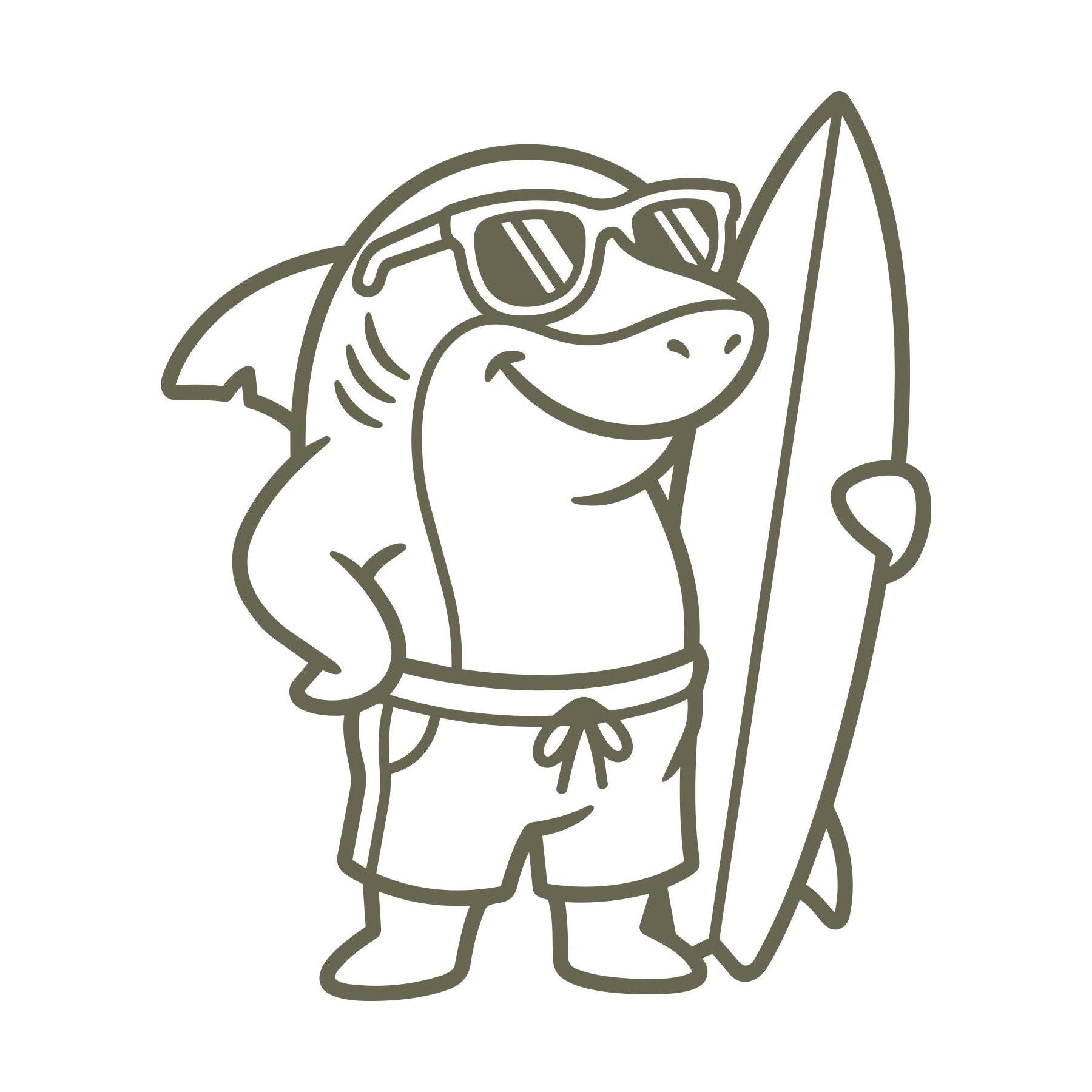 Shark with Surfboard and Sunglasses Delrin Leather Stamp
