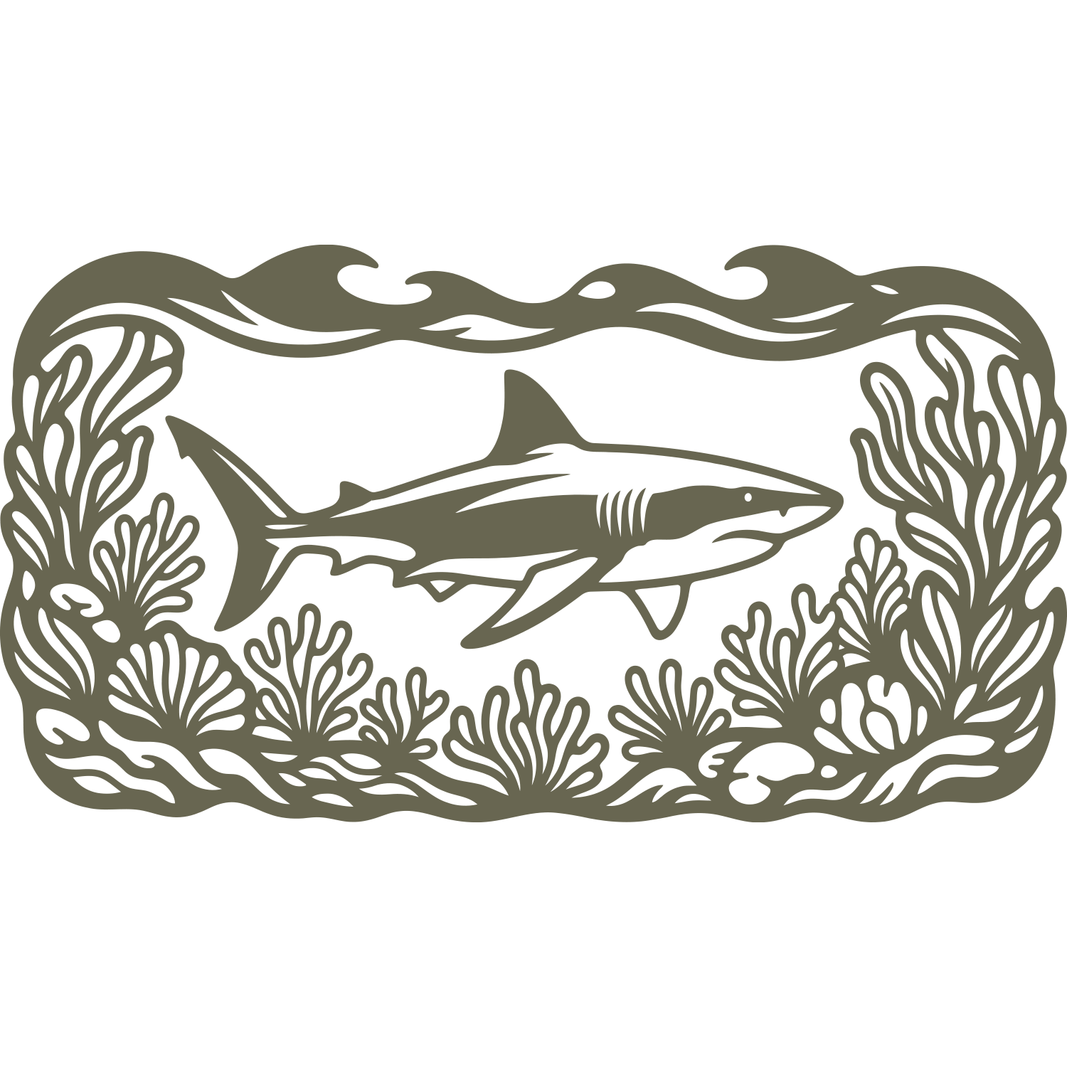 Shark in Coral Reef Delrin Leather Stamp