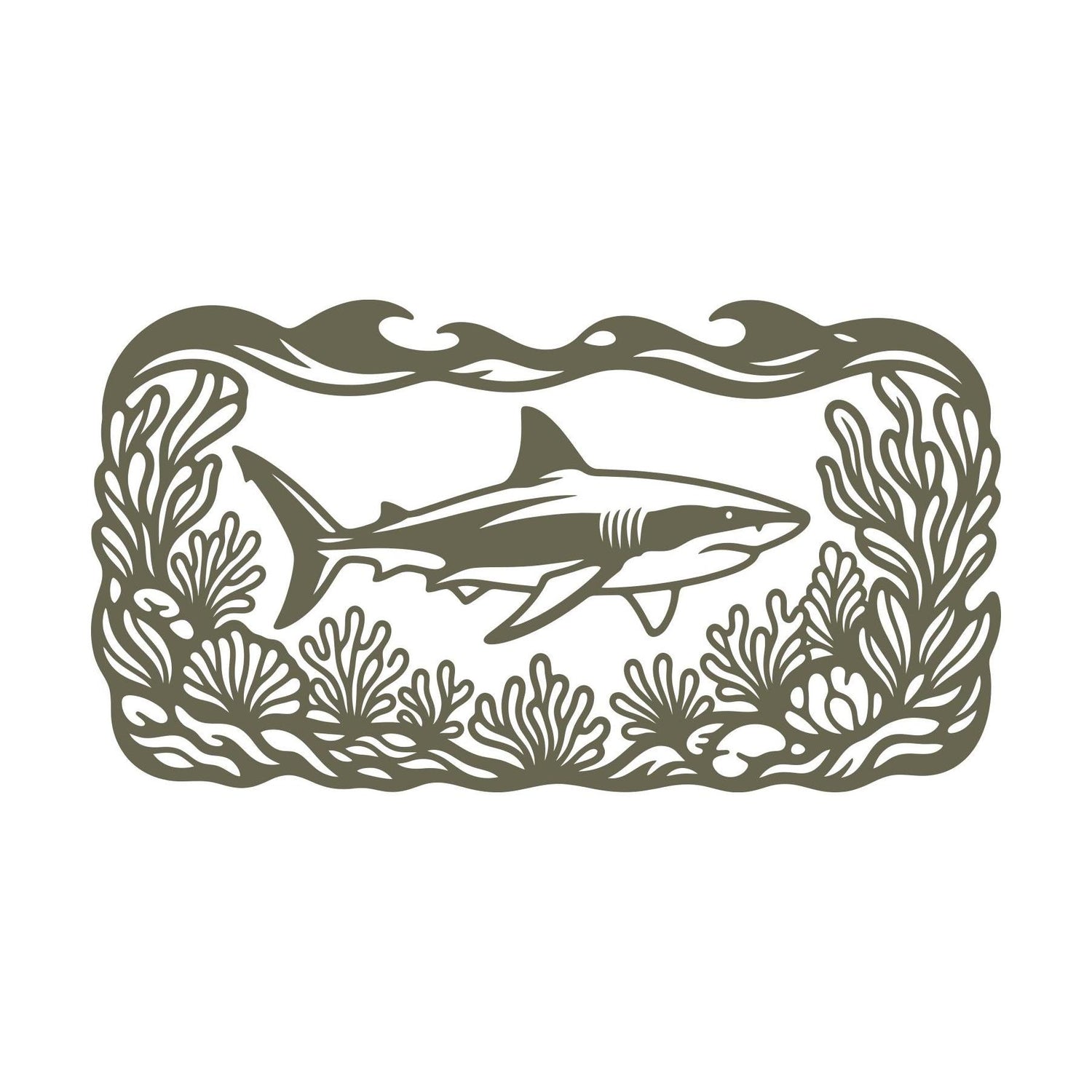 Shark in Coral Reef Delrin Leather Stamp