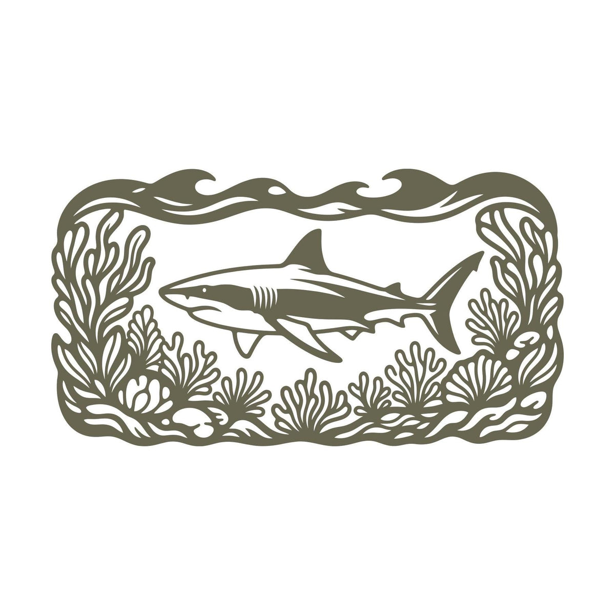Shark in Coral Reef Delrin Leather Stamp