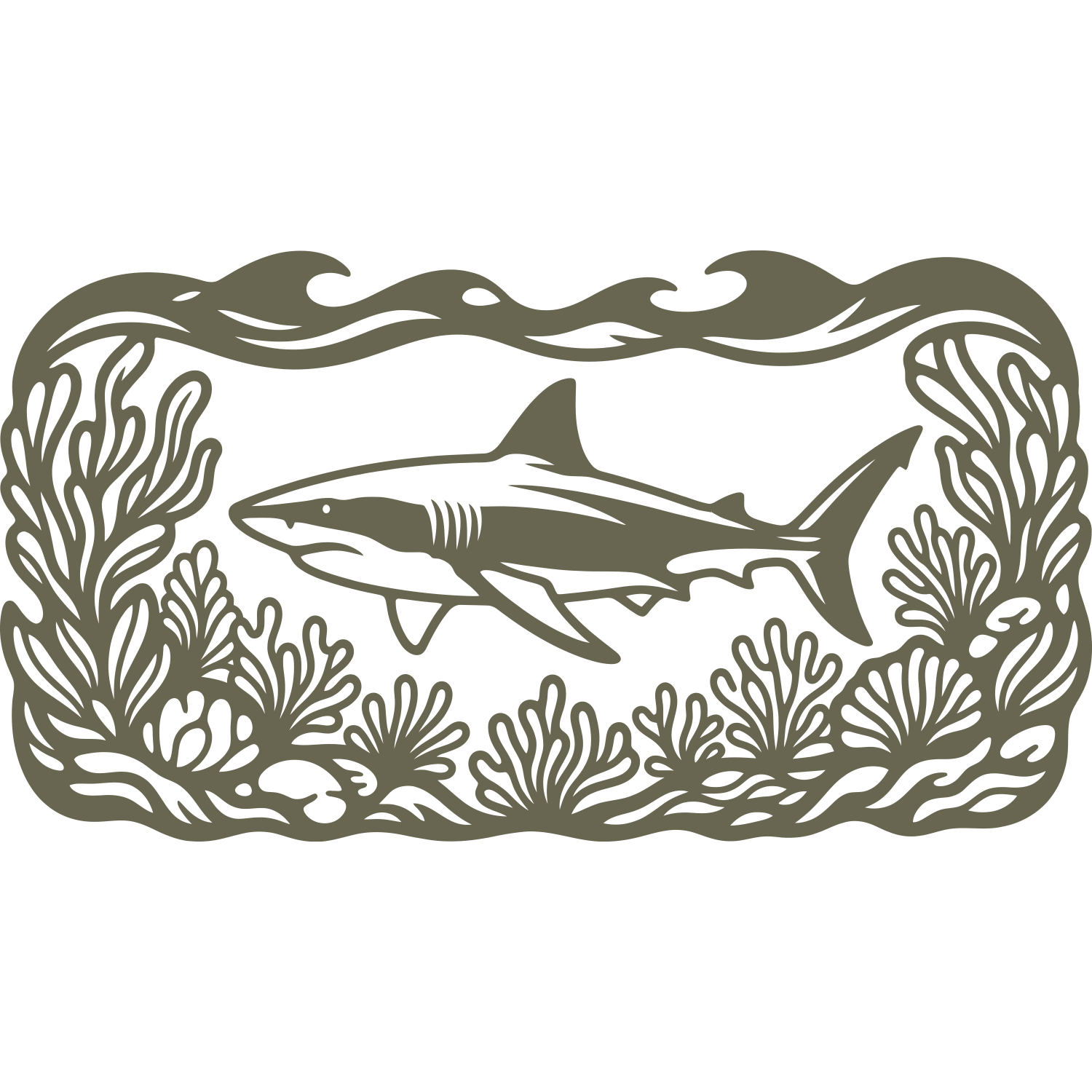 Shark in Coral Reef Delrin Leather Stamp