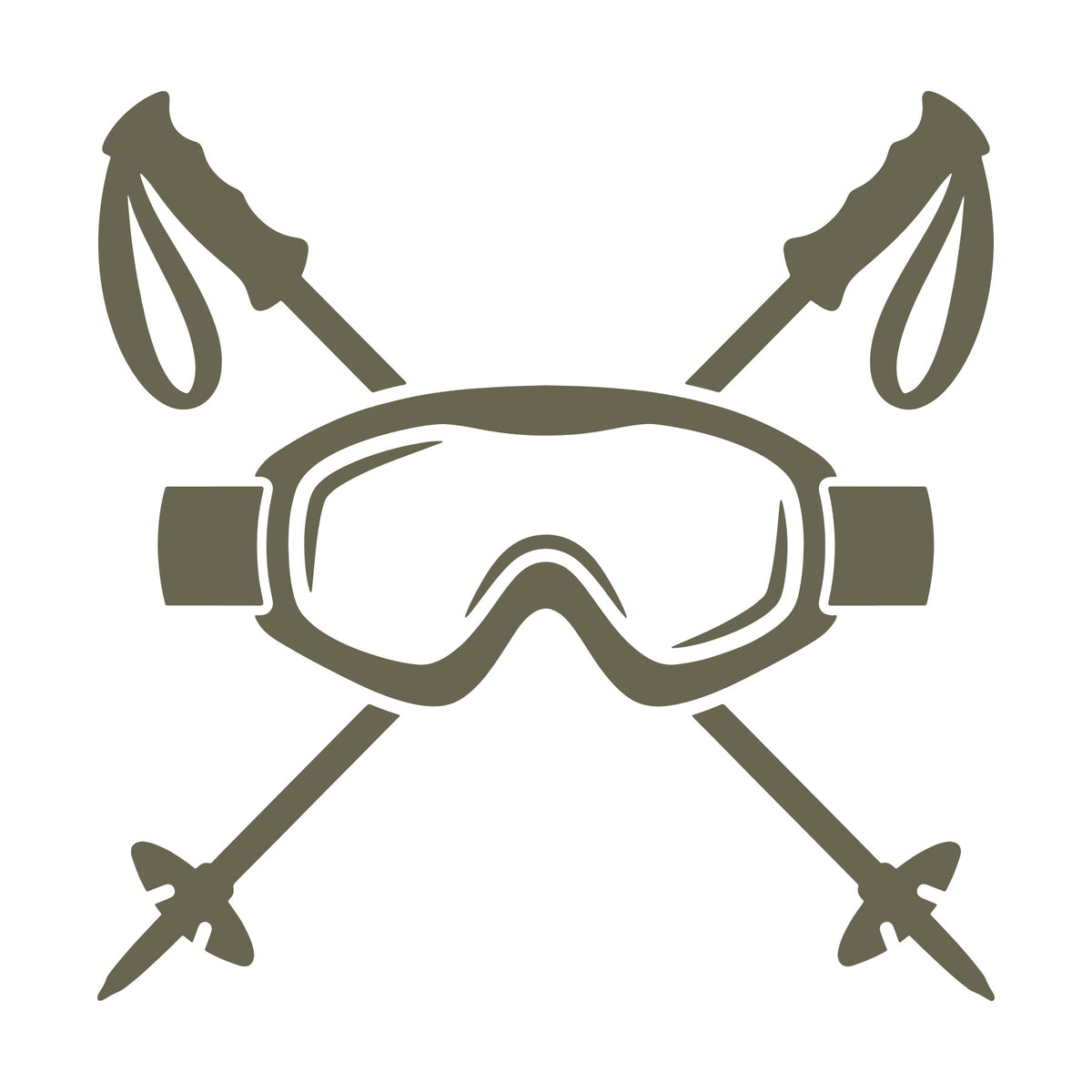 Ski Goggles and Crossed Poles Delrin Leather Stamp
