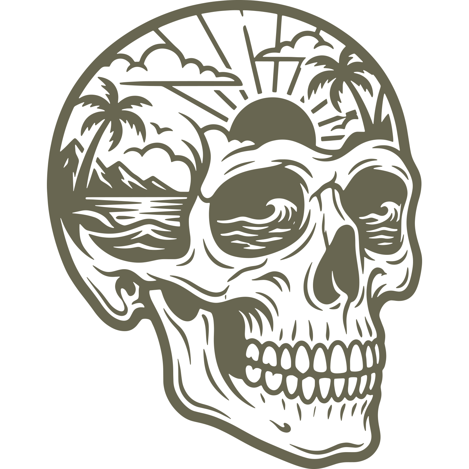 Tropical Skull Delrin Leather Stamp
