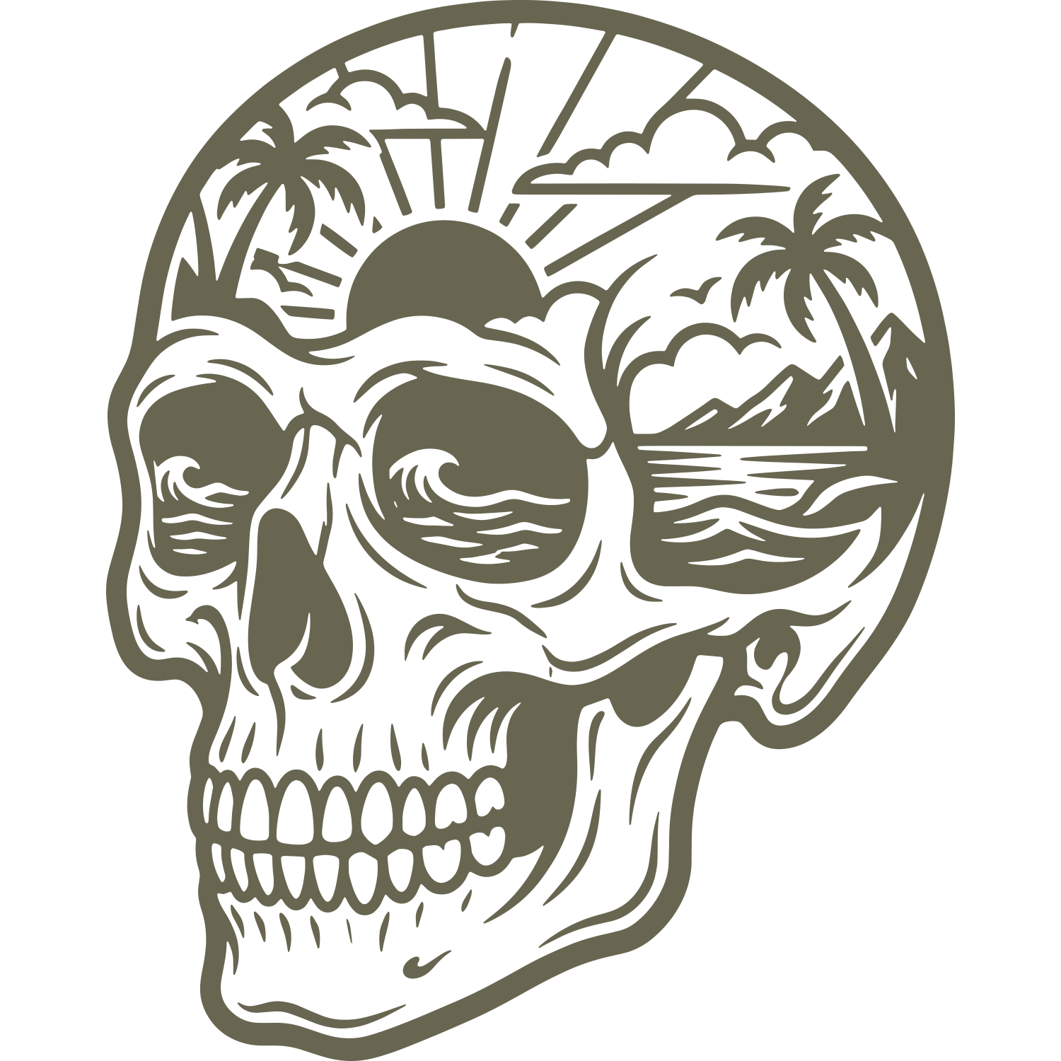 Tropical Skull Delrin Leather Stamp