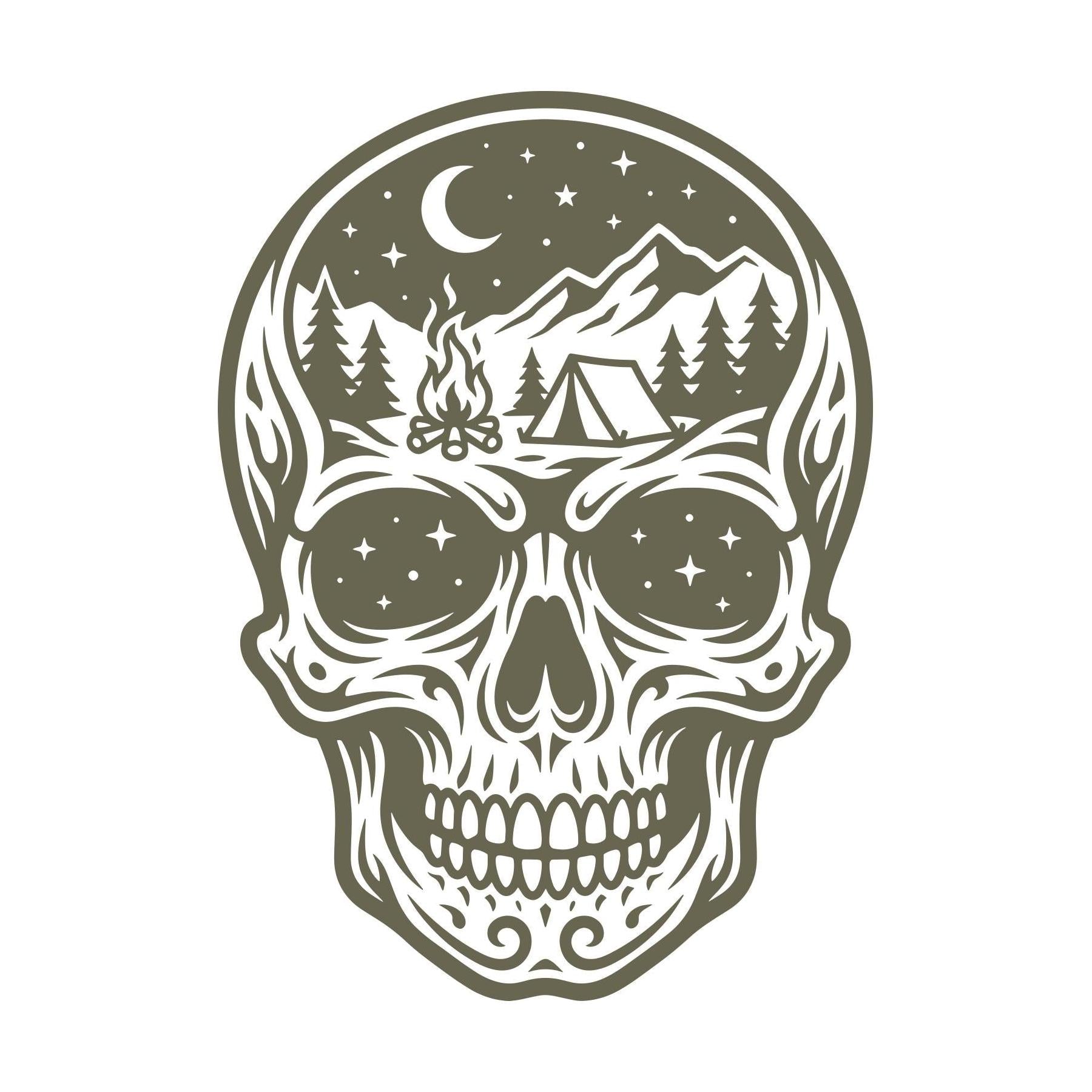 Camping Skull Delrin Leather Stamp